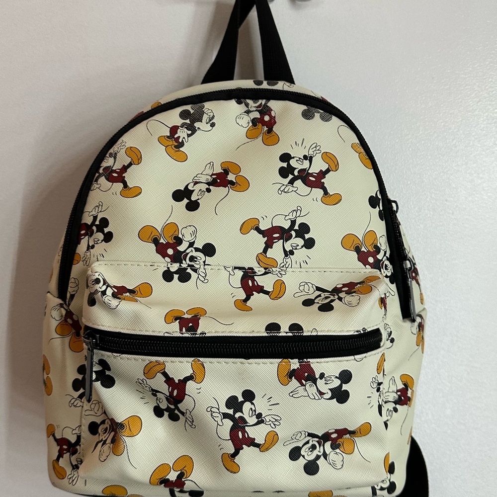 Disney Cream Mickey Mouse Pattern Mini Backpack - image 1